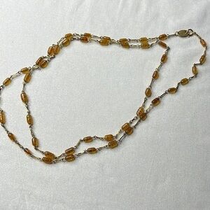 Bozart vintage amber color stone 50.5” necklace, made in Italy